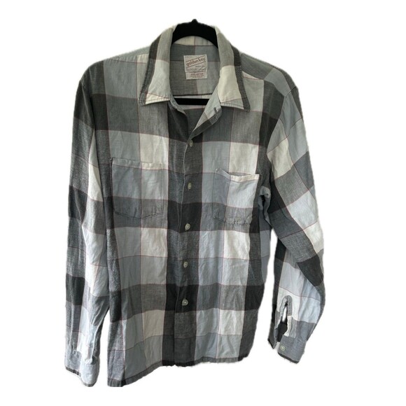 Golden Key 100% Cotton Plaid Fannel Style Button Down Dual Chest Pockets Shirt L - Picture 1 of 6